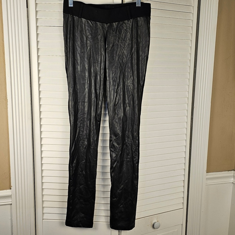 Seraphine Womens Black‎ Faux Leather Maternity Leggings 4